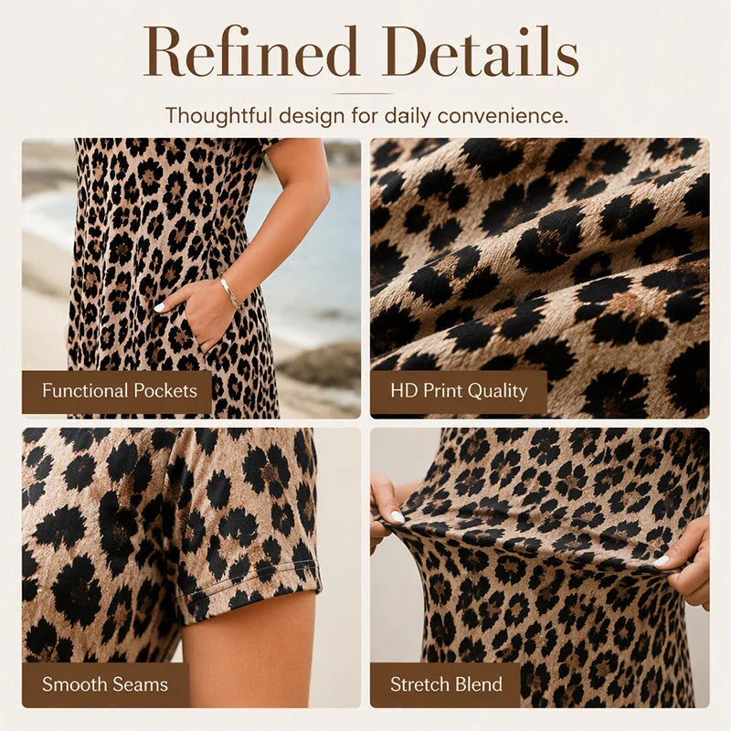 Women's Flowing Leopard Print Maxi Dress