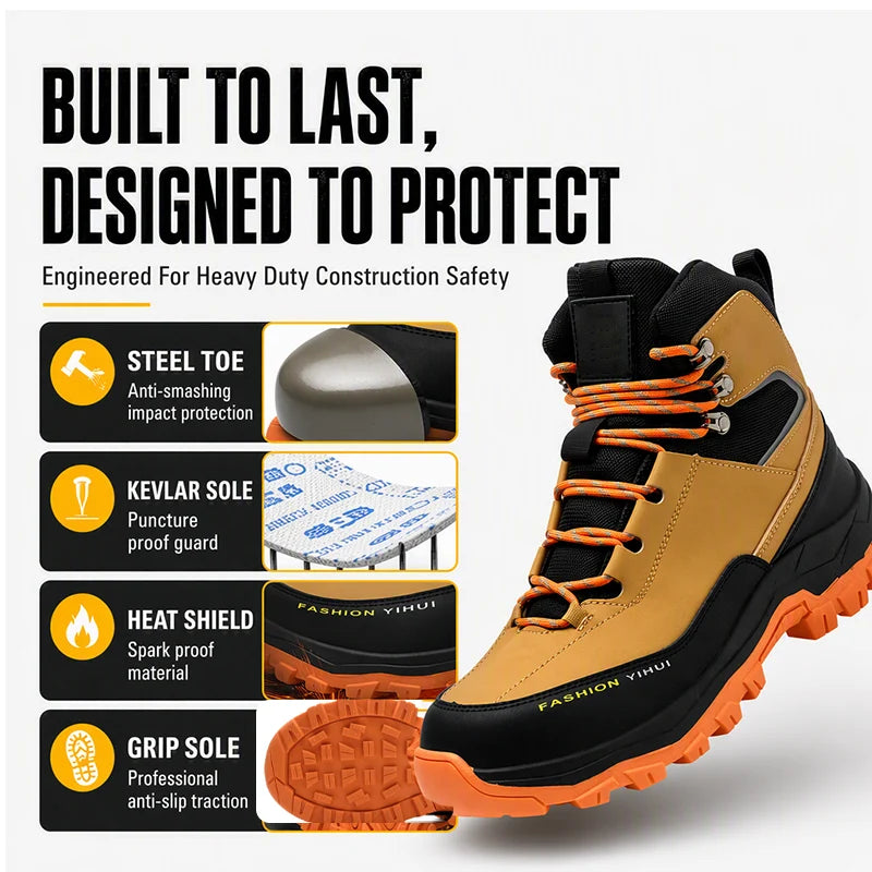 Men's Rugged Steel-Toe Work Boots