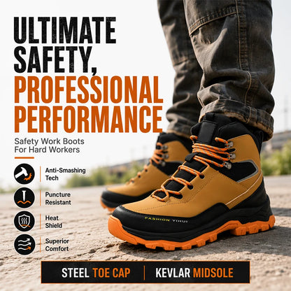 Men's Rugged Steel-Toe Work Boots