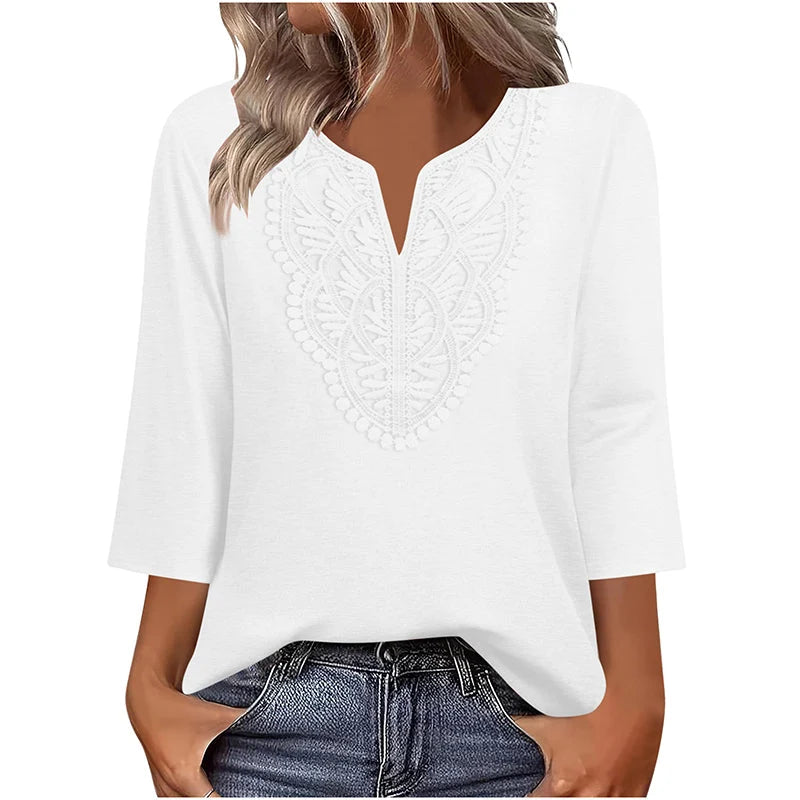 Women's Lace-Trim V-Neck Tunic Top