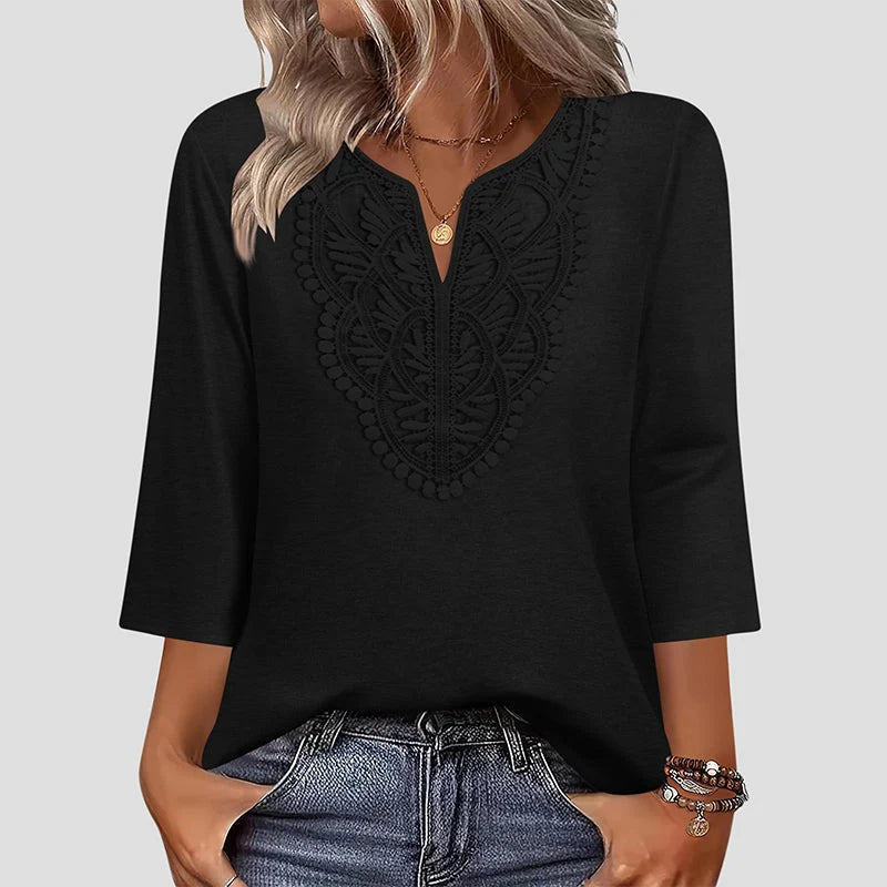 Women's Lace-Trim V-Neck Tunic Top
