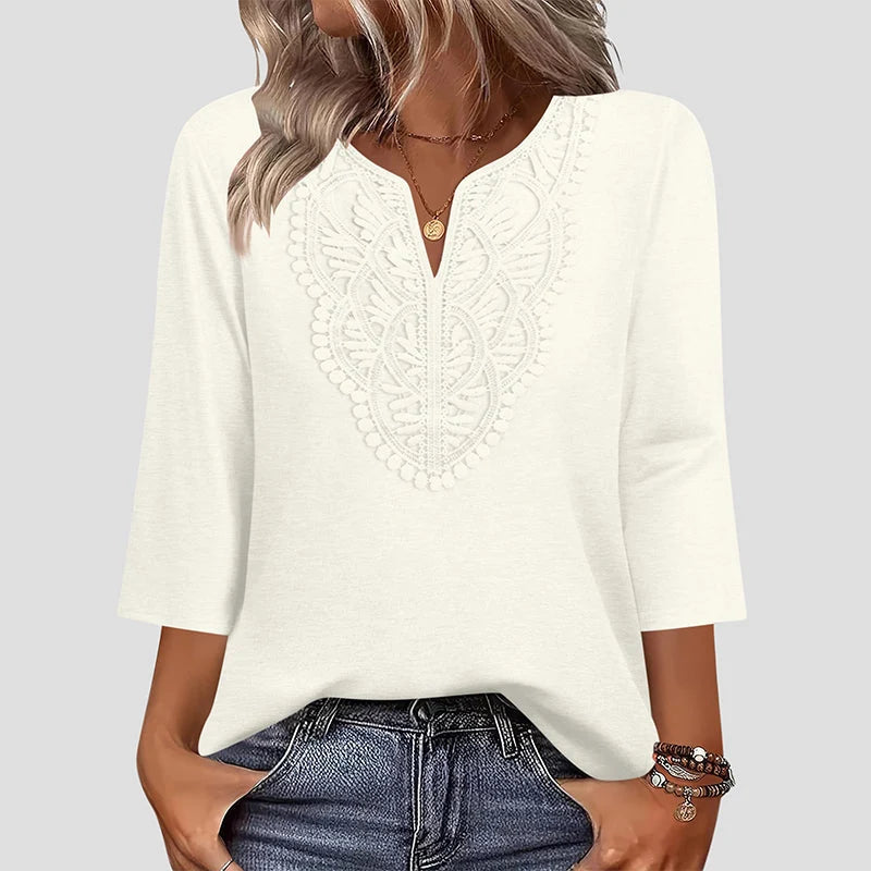 Women's Lace-Trim V-Neck Tunic Top