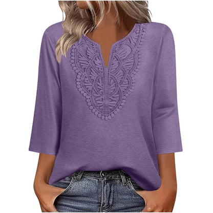Women's Lace-Trim V-Neck Tunic Top