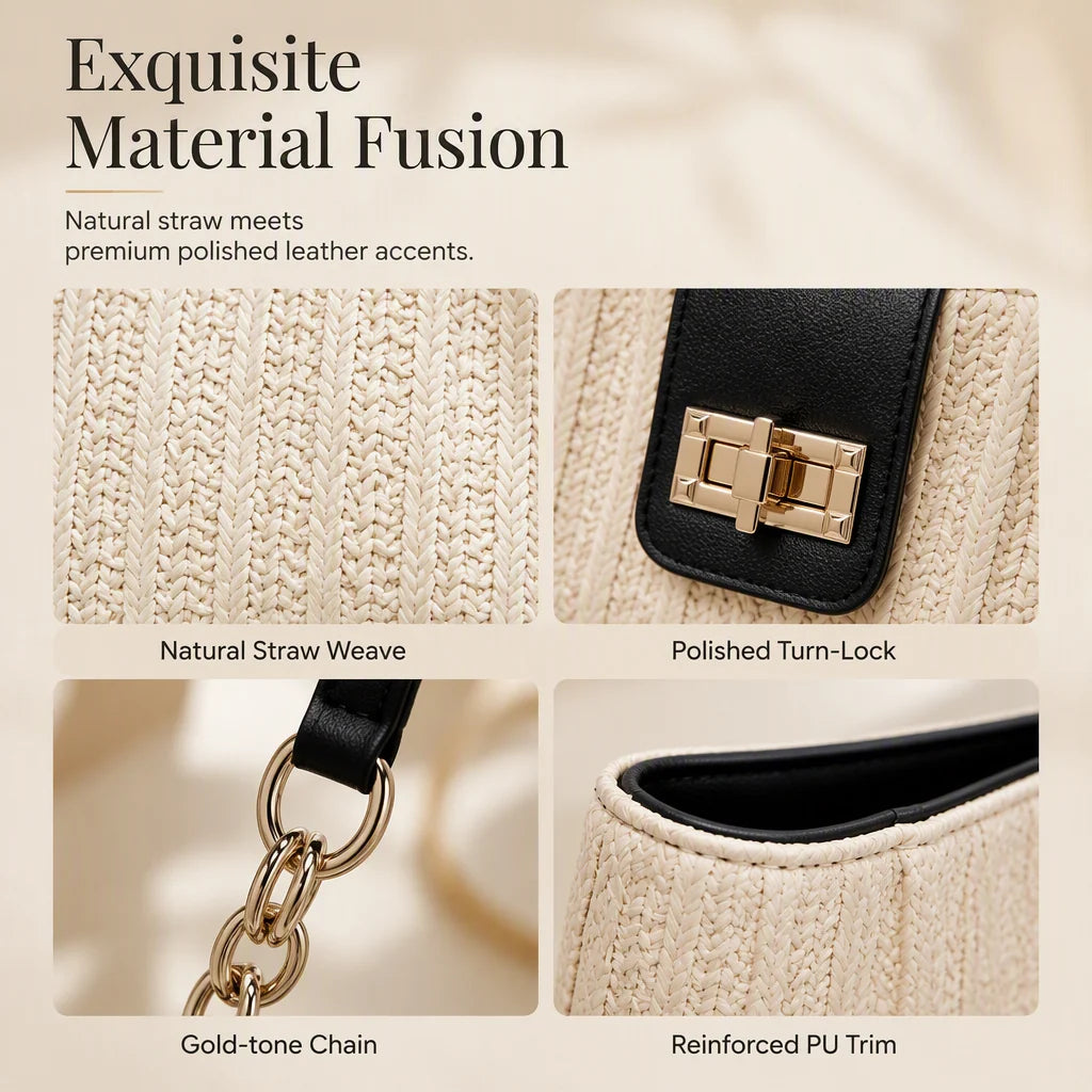 Women's Woven Straw Shoulder Bag