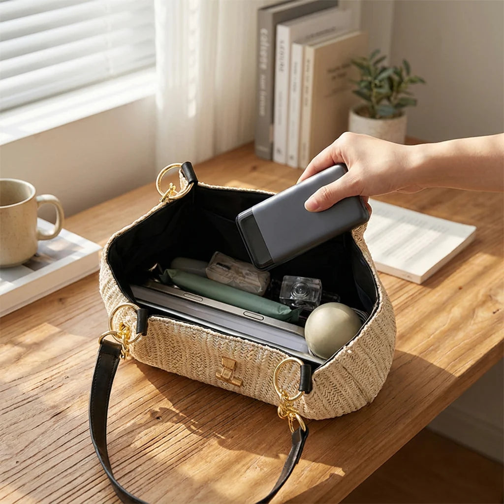 Women's Woven Straw Shoulder Bag