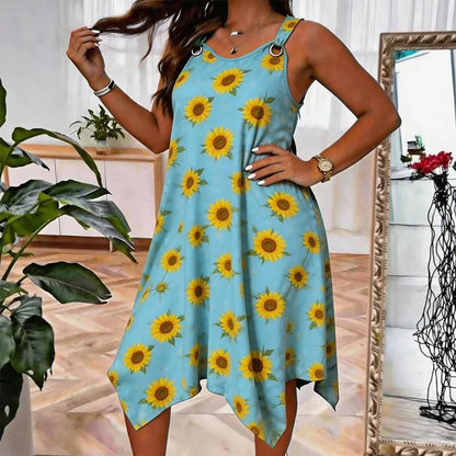 Women's Daisy Print Sleeveless Maxi Dress