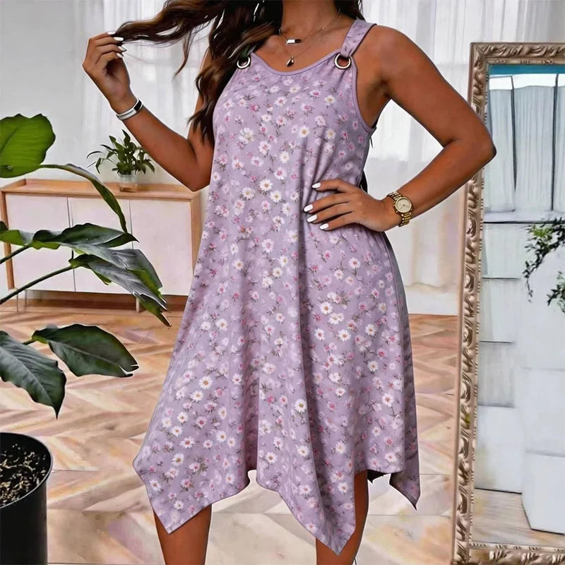 Women's Daisy Print Sleeveless Maxi Dress