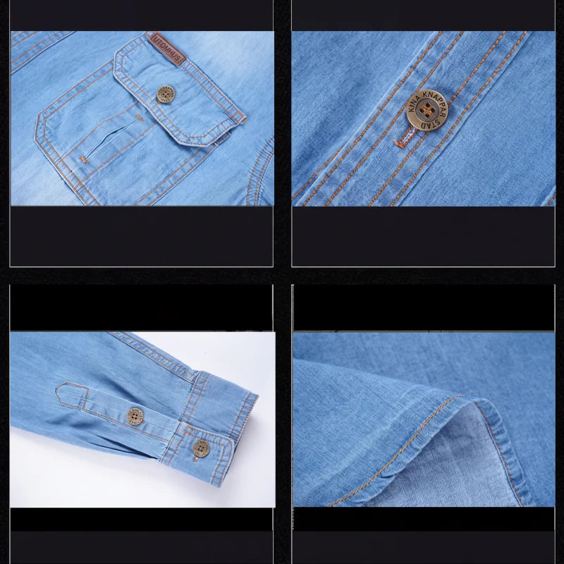 Men's Casual Long-Sleeve Denim Shirt