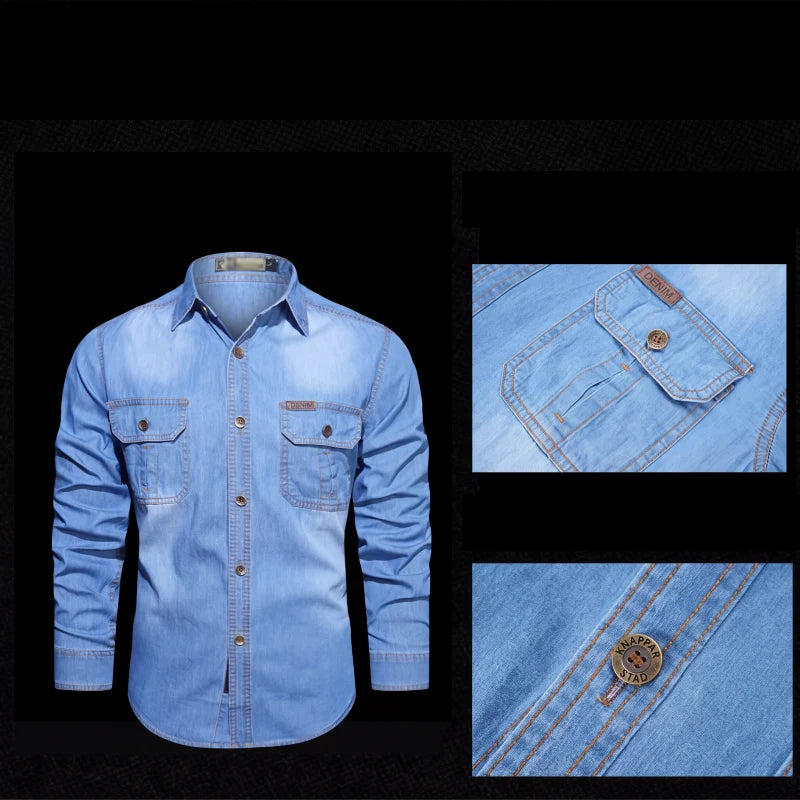 Men's Casual Long-Sleeve Denim Shirt