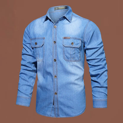 Men's Casual Long-Sleeve Denim Shirt