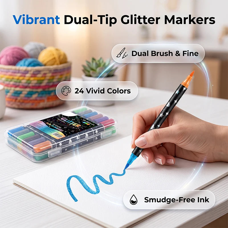 Dual-Tip Glitter Marker Set