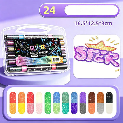 Dual-Tip Glitter Marker Set