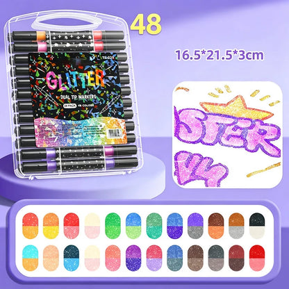 Dual-Tip Glitter Marker Set