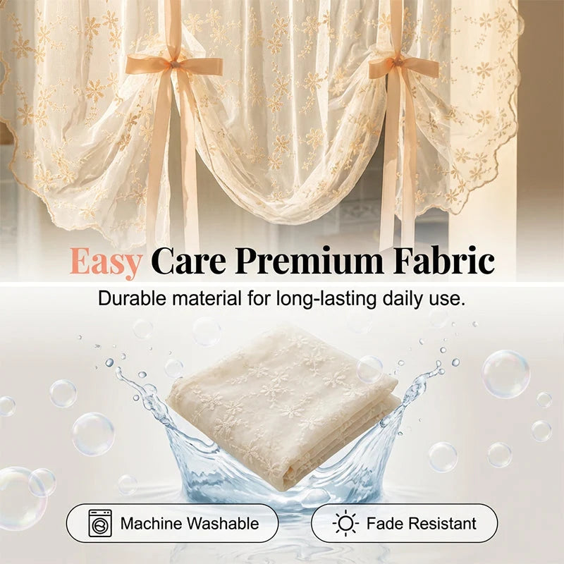 Floral Embroidered Tie-Up Sheer Curtain