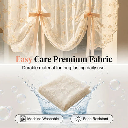 Floral Embroidered Tie-Up Sheer Curtain