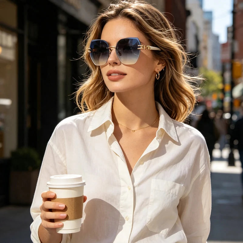 Women's Rimless Oversized Sunglasses