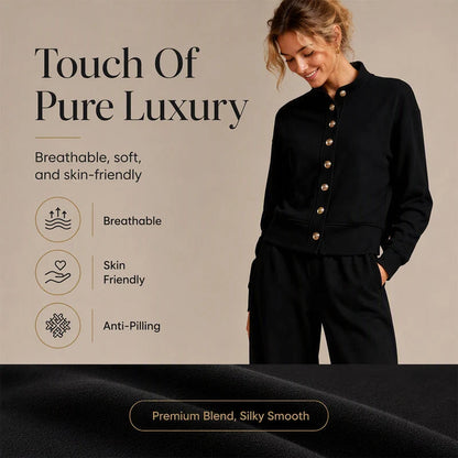 Women's Button-Down Cardigan & Wide-Leg Trouser Set