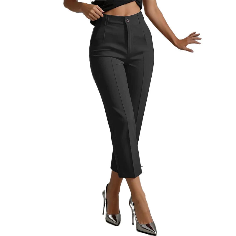 Women's Button Detail Cropped Trousers