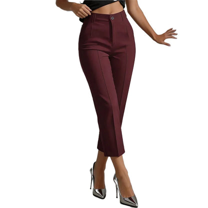 Women's Button Detail Cropped Trousers