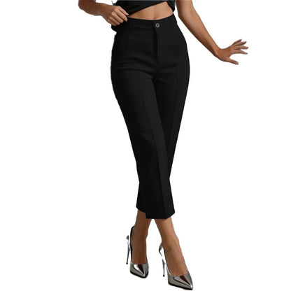 Women's Button Detail Cropped Trousers