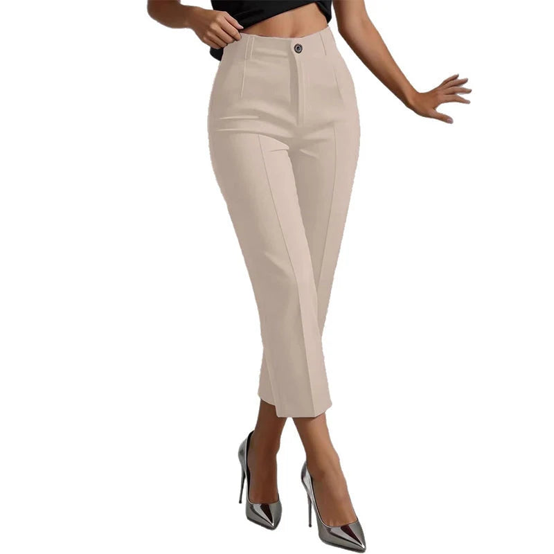 Women's Button Detail Cropped Trousers