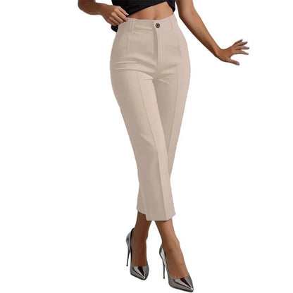 Women's Button Detail Cropped Trousers