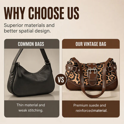Women's Leopard Print Rivet Shoulder Bag