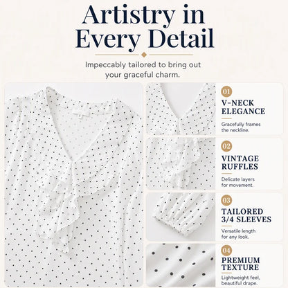 Women's Polka Dot Ruffle Neck Top