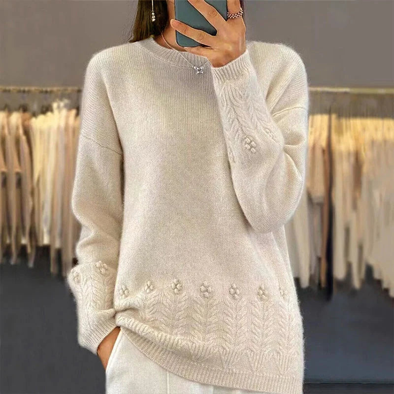 Women's Cable Knit Round Neck Jumper