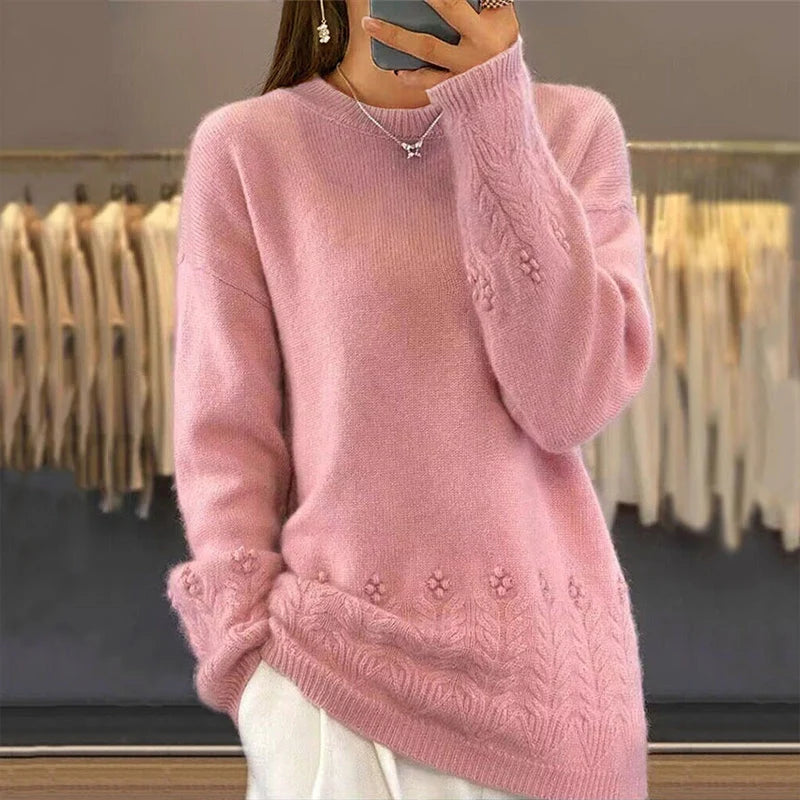 Women's Cable Knit Round Neck Jumper