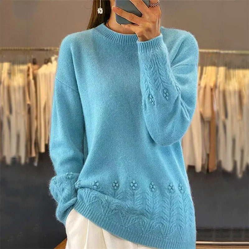 Women's Cable Knit Round Neck Jumper