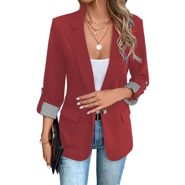 Women's Roll Up Cuff Casual Blazer