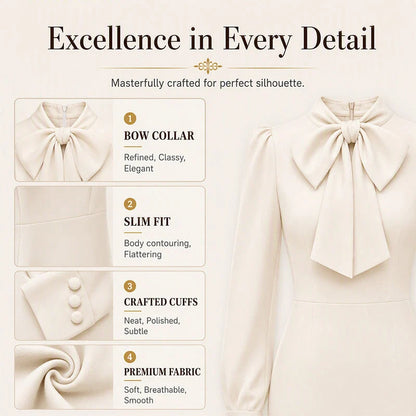 Women's Bow Neck Fitted Pencil Dress