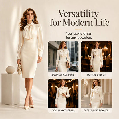 Women's Bow Neck Fitted Pencil Dress
