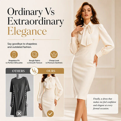 Women's Bow Neck Fitted Pencil Dress