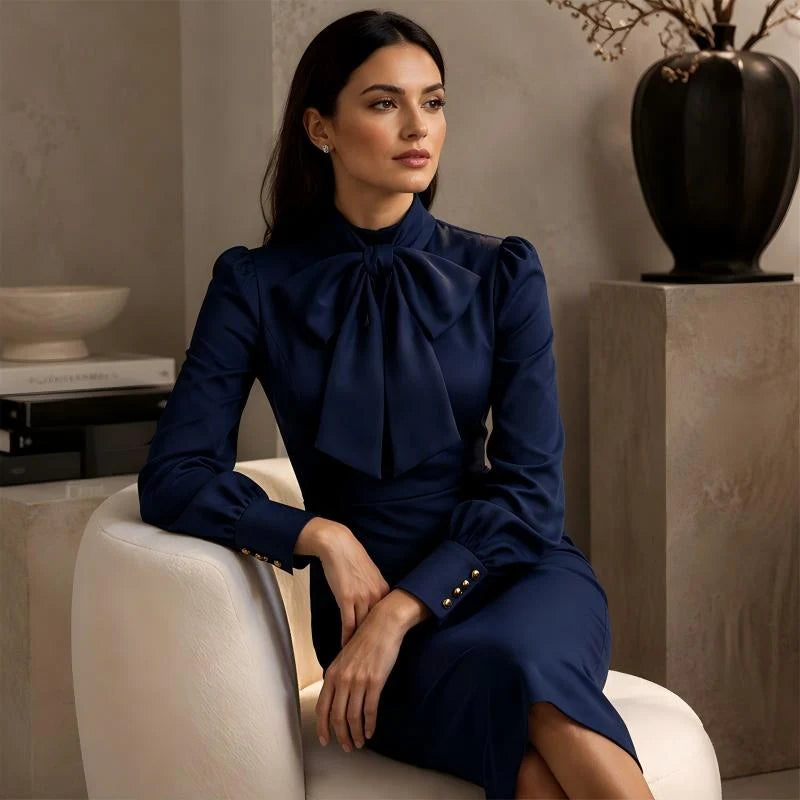 Women's Bow Neck Fitted Pencil Dress