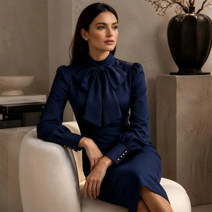 Women's Bow Neck Fitted Pencil Dress