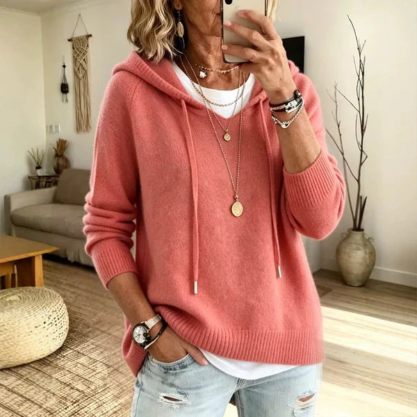 Women's Drawstring Hooded Knit Jumper