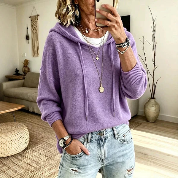 Women's Drawstring Hooded Knit Jumper