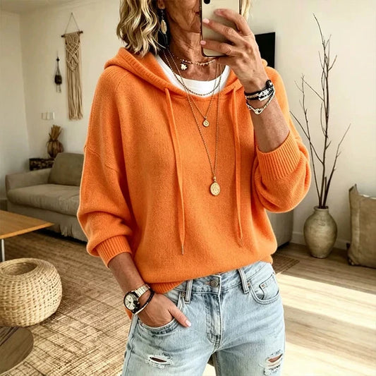 Women's Drawstring Hooded Knit Jumper