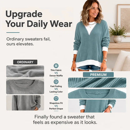 Women's Contrast Panel Crew Neck Top