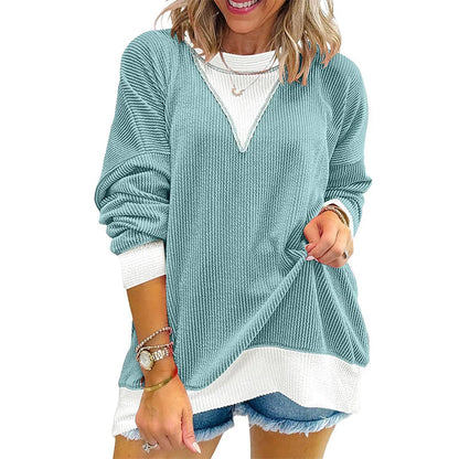 Women's Contrast Panel Crew Neck Top