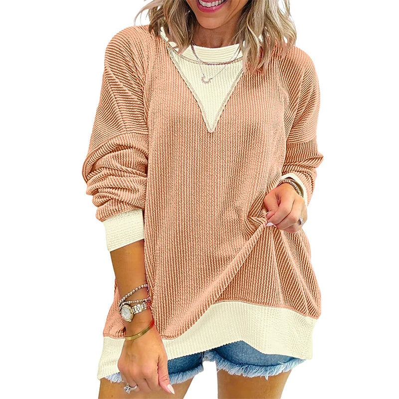 Women's Contrast Panel Crew Neck Top