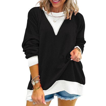 Women's Contrast Panel Crew Neck Top