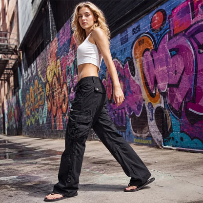 Women's Wide Leg Utility Cargo Trousers