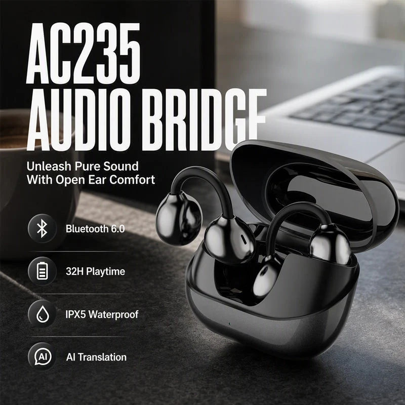 Open Ear Wireless Clip On Earbuds