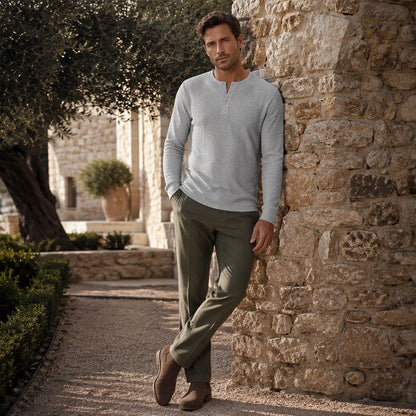 Men's Textured Henley Long Sleeve Shirt