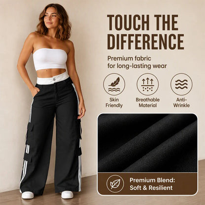 Women's Side Stripe Straight Leg Cargo Trousers