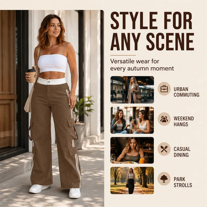 Women's Side Stripe Straight Leg Cargo Trousers