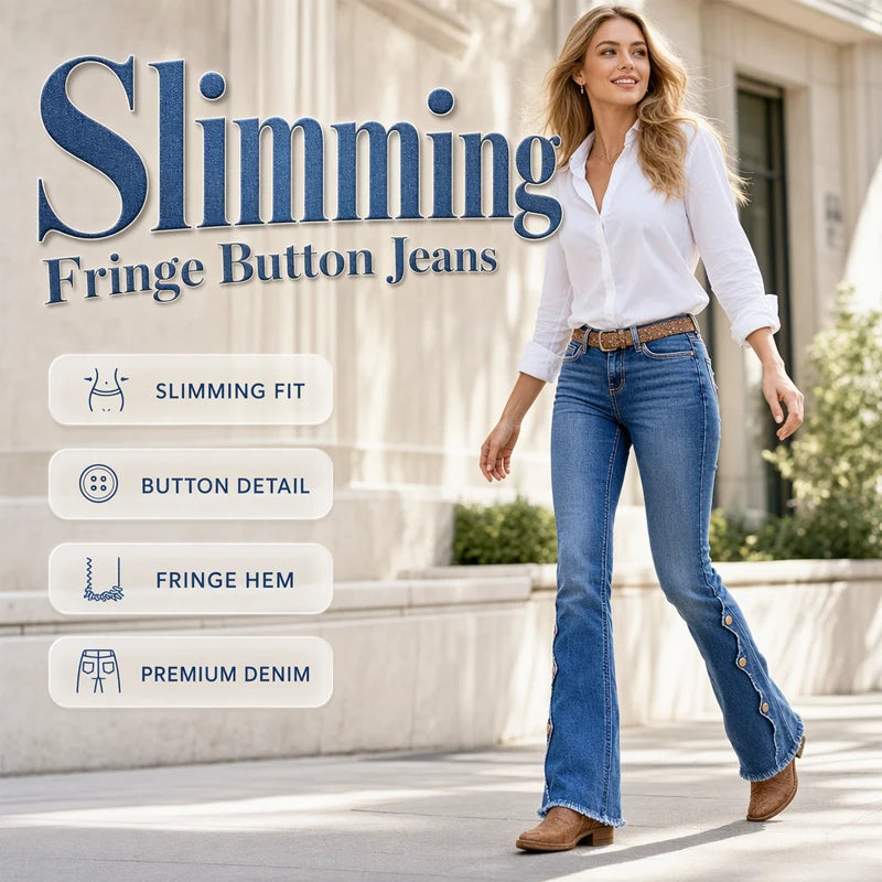Women's Scallop Button Flare Jeans